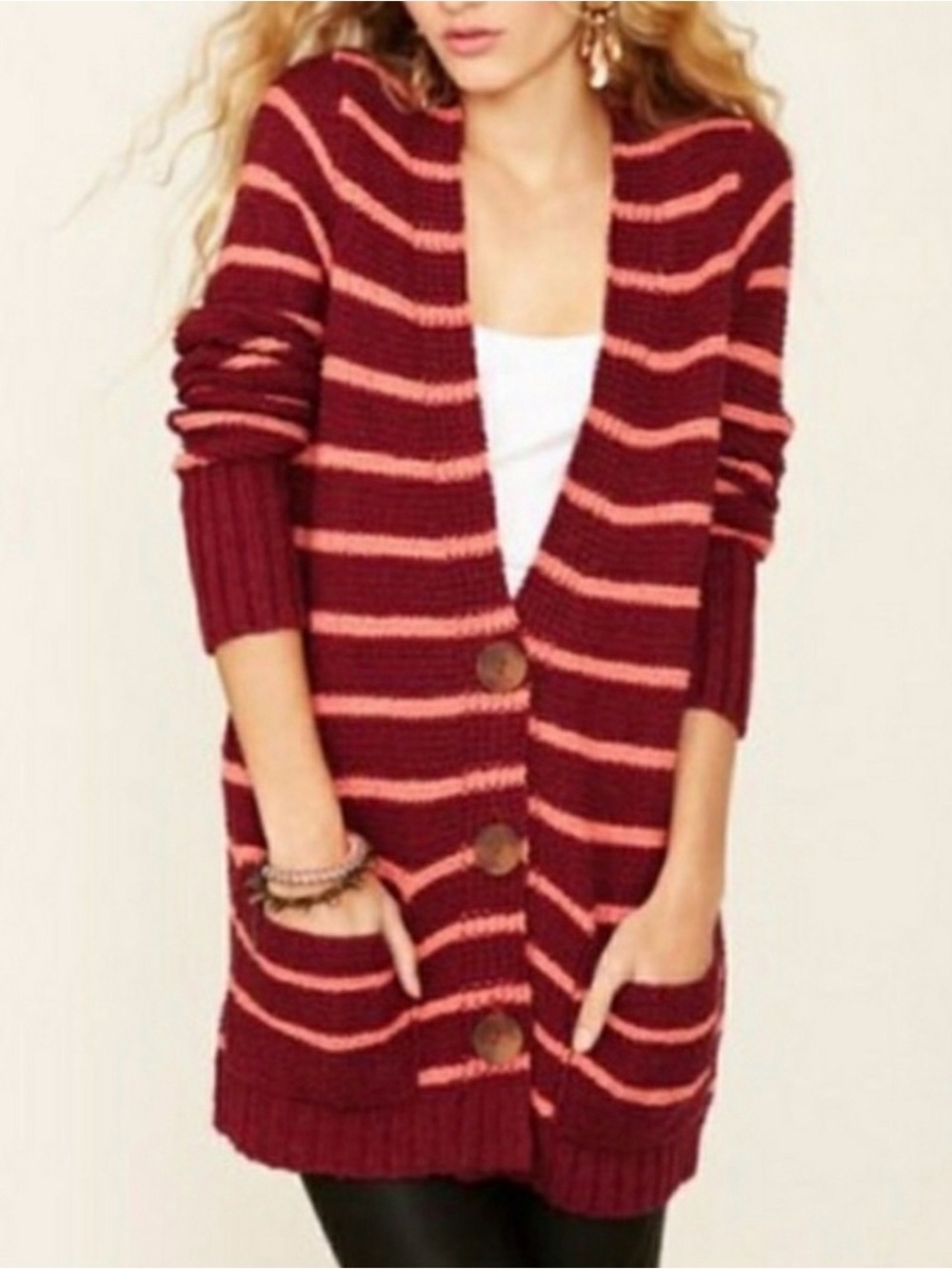 Free People North Beach Stripped Cardigan Size Medium